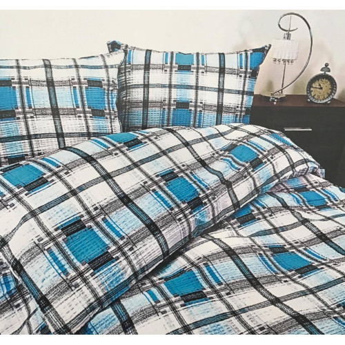 Komplet Pościeli Z Kory 100% Bawełna 220x200cm Krata