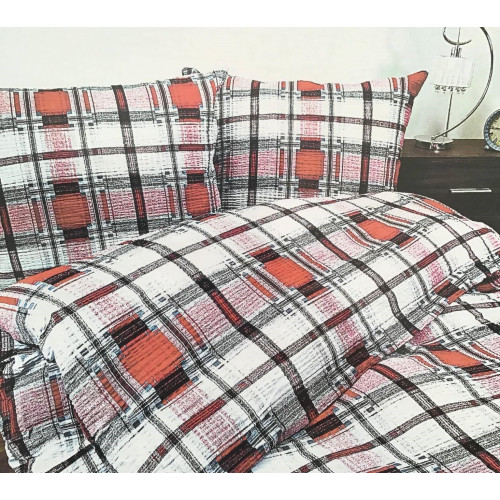 Komplet Pościeli Z Kory 100% Bawełna 220x200cm Krata