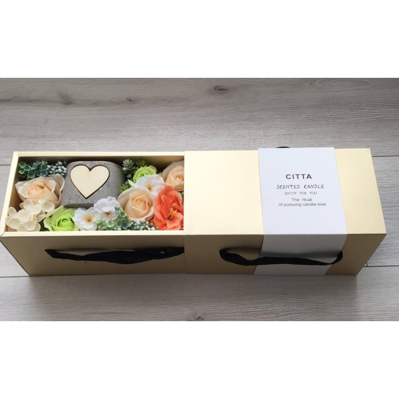 Flower Box Pachnący Mydlany Bukiet Kwiatowy Ze Świecą Zapachową