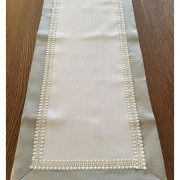 Bieżniki /Serwety Białe Ze Srebrną Nitką Z Szarą Lamówką I Cekinami