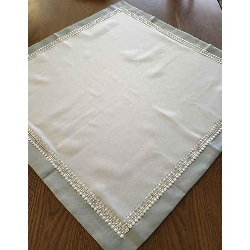 Bieżniki /Serwety Białe Ze Srebrną Nitką Z Szarą Lamówką I Cekinami