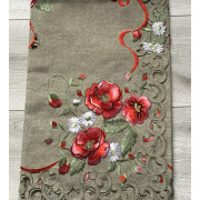 Bieżniki /Serwety Lniane Haftowane Beżowe w Czerwone Maki