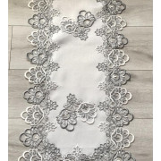 Bieżniki/Serwety Białe Obszyte Szarą Gipiurą