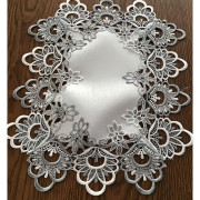 Serwetka Biała 30x45 Cm Obszyta Szarą Gipiurą