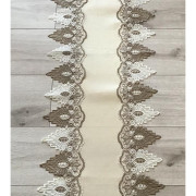 Bieżnik Kremowy Obszyty Beżową Gipiurą