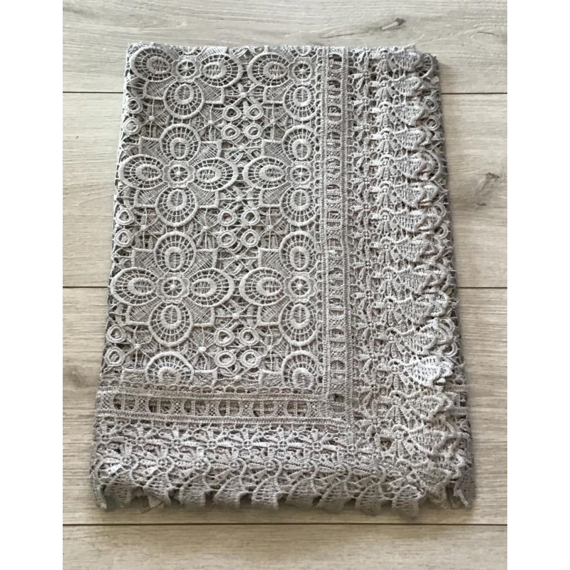 Obrus Z Gipiury Szary Cały Koronkowy