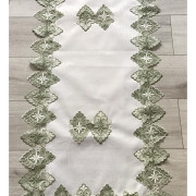 Bieżniki/Serwety Białe Obszyte Zieloną Gipiurą