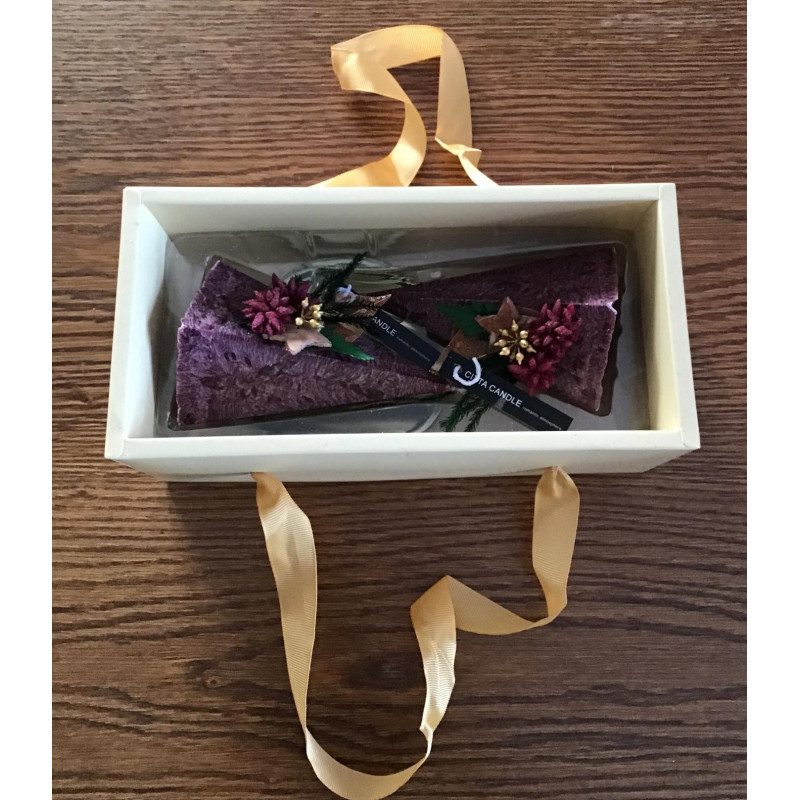 Świece zapachowe z dekoracją kpl 2 sztuki Piramida Bordo