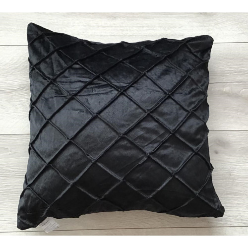 Poszewki welurowe 40x40 cm Przeszyte Romby Czarne