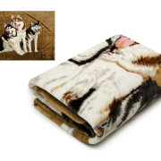 Koc Elway Gruby 160/210cm Rodzina Husky Na Brązie