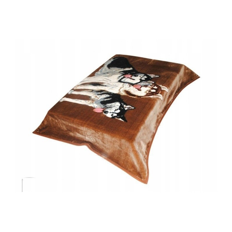 Koc Elway Gruby 160/210cm Rodzina Husky Na Brązie