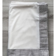 Obrus Welurowy 110x160 cm Biały Z Cekinami