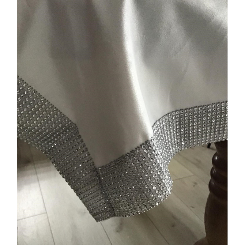 Obrus Welurowy 110x160 cm Biały Z Cekinami