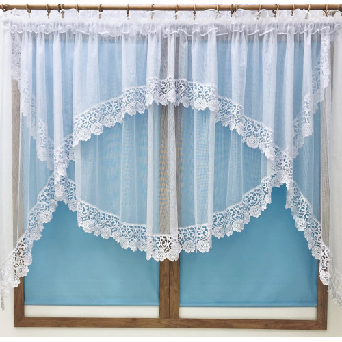 Firana Gotowa 400cmx160cm Biała Z Gipiurą 15cm