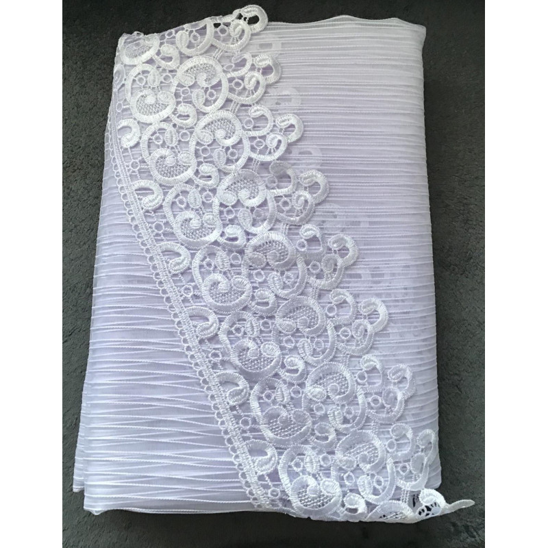 Firana Gotowa 400cmx160cm Biała Z Gipiurą 15cm
