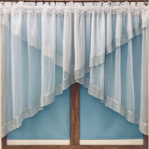 Firana Gotowa 400cmx160cm Woal Biała Z Cekinami