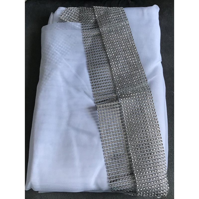 Firana Gotowa 400cmx160cm Woal Biała Z Cekinami