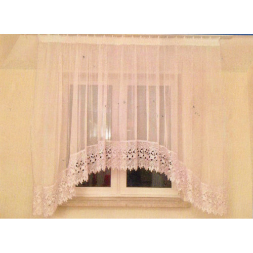 Firana Gotowa 400cmx160cm Woal Łuk Biała Z Szarą Gipiurą