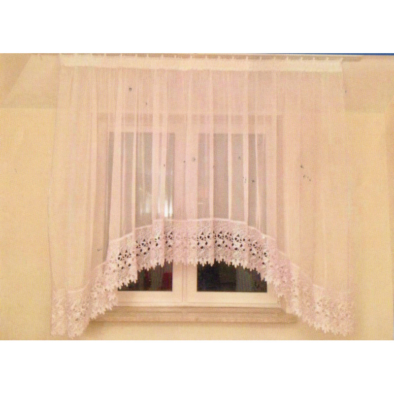 Firana Gotowa 400cmx160cm Woal Łuk Biała Z Szarą Gipiurą