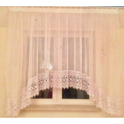 Firana Gotowa 400cmx160cm Woal Łuk Biała Z Szarą Gipiurą