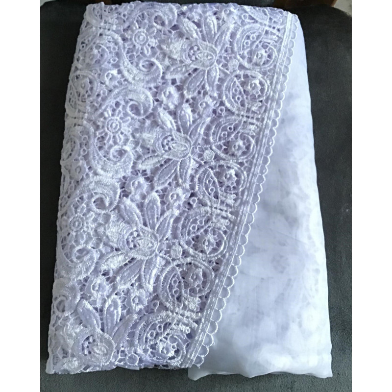 Firana Gotowa 400cmx160cm Woal Łuk Biała Z Gipiurą