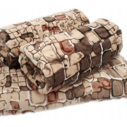 Komplet Koc Z Fotelami Gruby Kamienie Brązowe