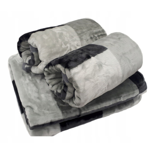 Komplet Koc Z Fotelami Gruby Krata Szara