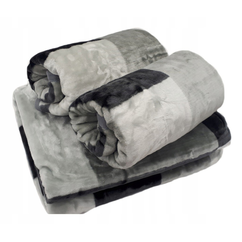 Komplet Koc Z Fotelami Gruby Krata Szara