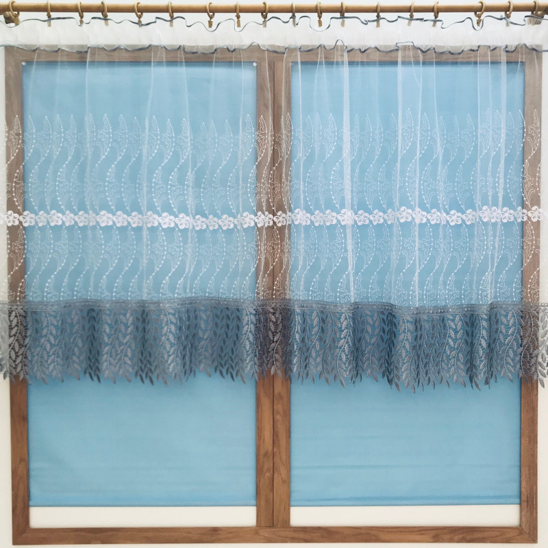 Firana Gotowa 300cmx100cm Biała Z Białą Gipiurą