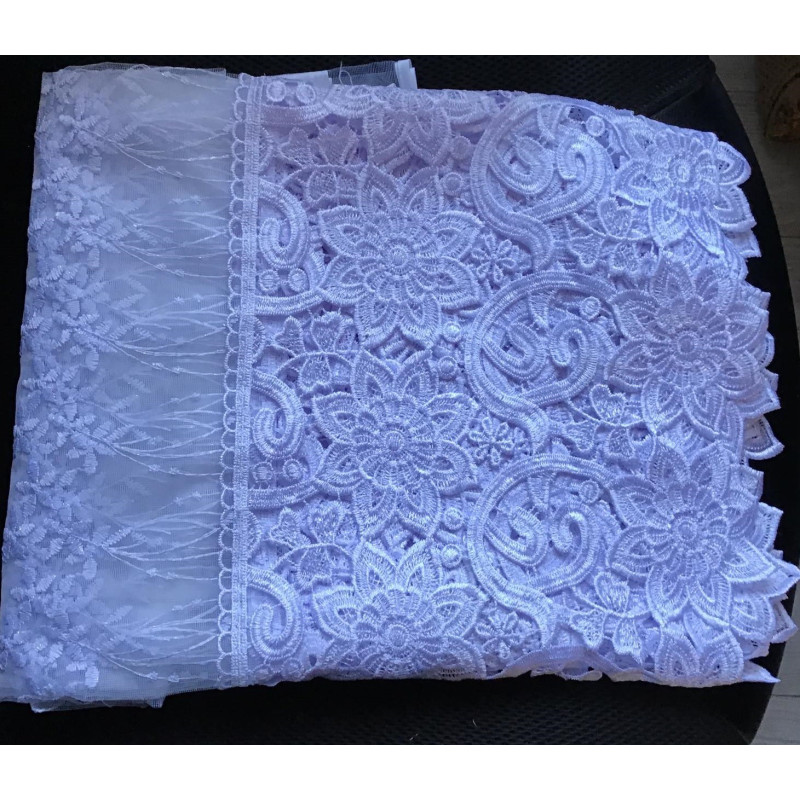 Firana Gotowa 300cmx100cm Biała Z Białą Gipiurą