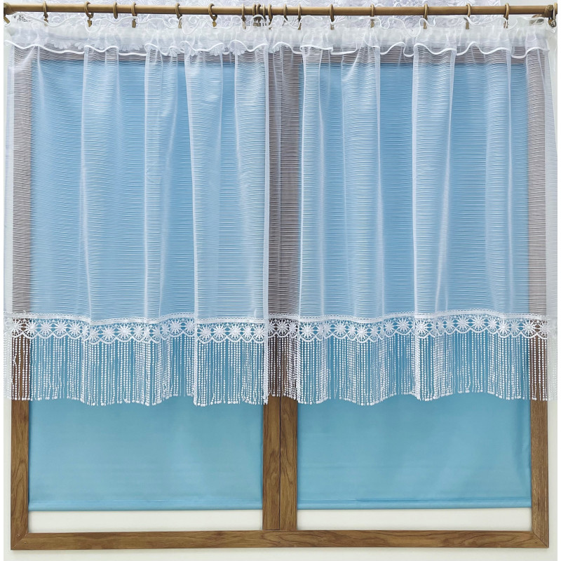 Firana Gotowa 300cmx100cm Biała Z Gipiurą 30cm