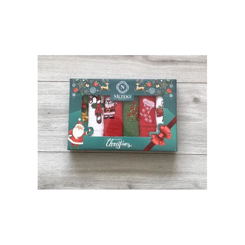 Komplet Ścierek Kuchennych Haftowanych 6szt Świąteczne