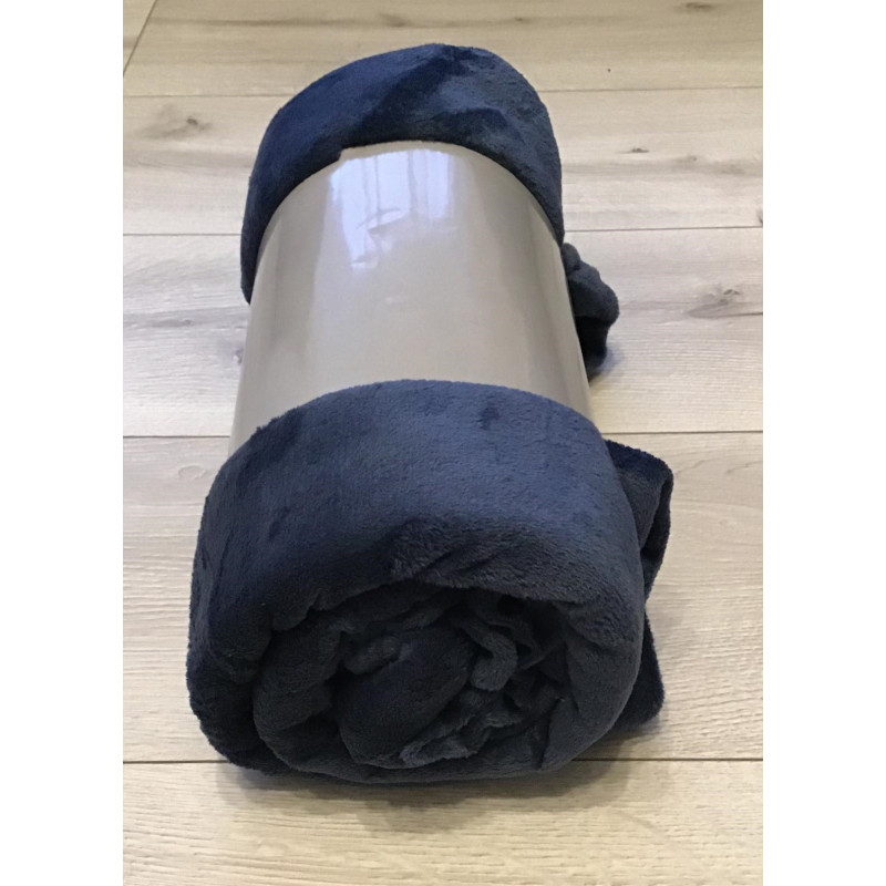 Koc Z Mikrofibry 220x200cm Gładki Granatowy