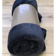 Koc Z Mikrofibry 220x200cm Gładki Granatowy