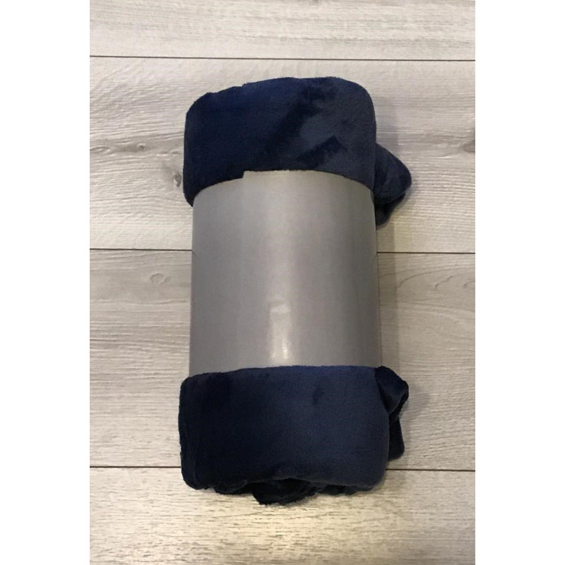 Koc Z Mikrofibry 220x200cm Gładki Granatowy