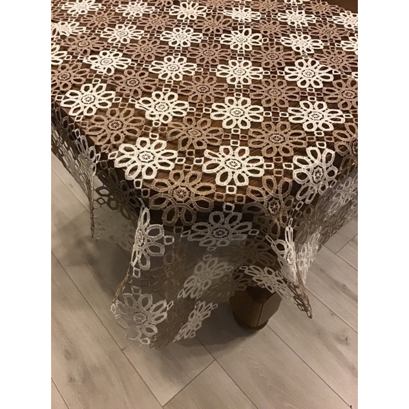Obrus z Gipiury Kremowo/Beżowy Cały Koronkowy