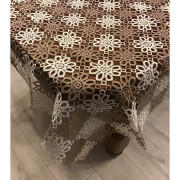 Obrus z Gipiury Kremowo/Beżowy Cały Koronkowy