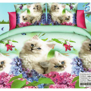 Pościel 3D Satyna Bawełniana 140/200 2 Części Kotki
