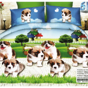 Pościel 3D Satyna Bawełniana 140/200 2 Części Pieski