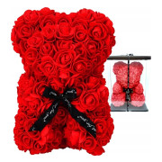 Miś Z Piankowych Różyczek W Pudełku 25cm Czerwony