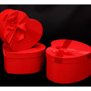 Pudełka W Kształcie Serca Komplet 3 Sztuki Red Z Kokardą
