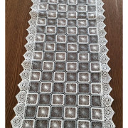 Bieżniki/Serwety Z Gipiury Całe Koronkowe W Biało Szare Kwadraty