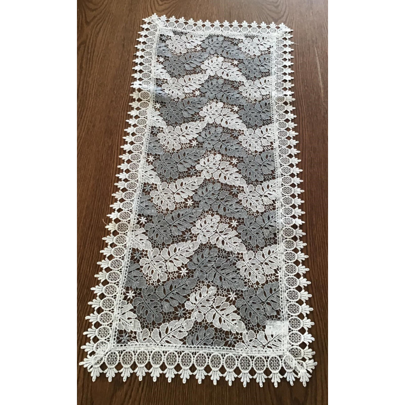 Bieżniki/Serwety Z Gipiury Całe Koronkowe W Biało Szare Liście