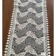 Bieżniki/Serwety Z Gipiury Całe Koronkowe W Biało Szare Liście