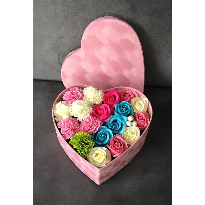 Flower Box Pachnący Mydlany Bukiet MIX Serce XL