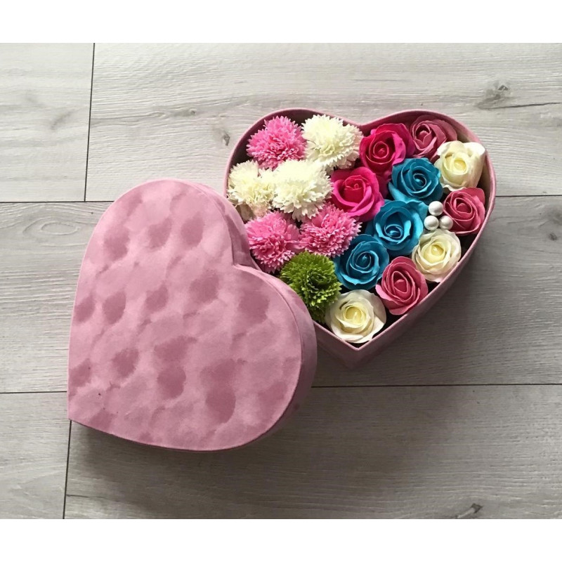 Flower Box Pachnący Mydlany Bukiet MIX Serce XL