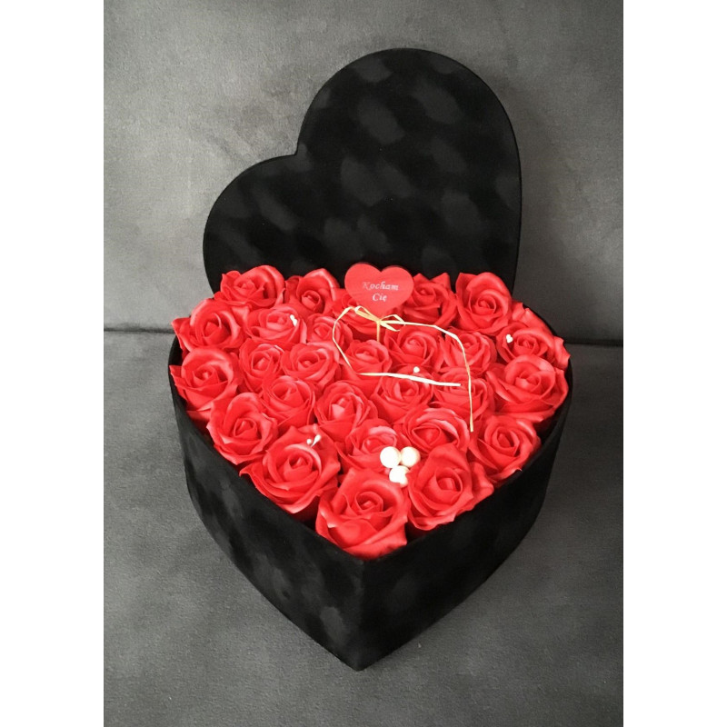 Flower Box Pachnący Mydlany Bukiet Serce XXL Czerwone Róże
