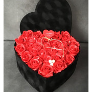 Flower Box Pachnący Mydlany Bukiet Serce XXL Czerwone Róże