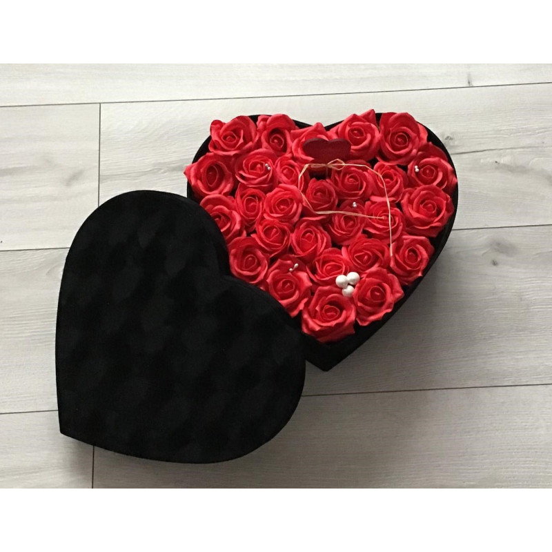 Flower Box Pachnący Mydlany Bukiet Serce XXL Czerwone Róże