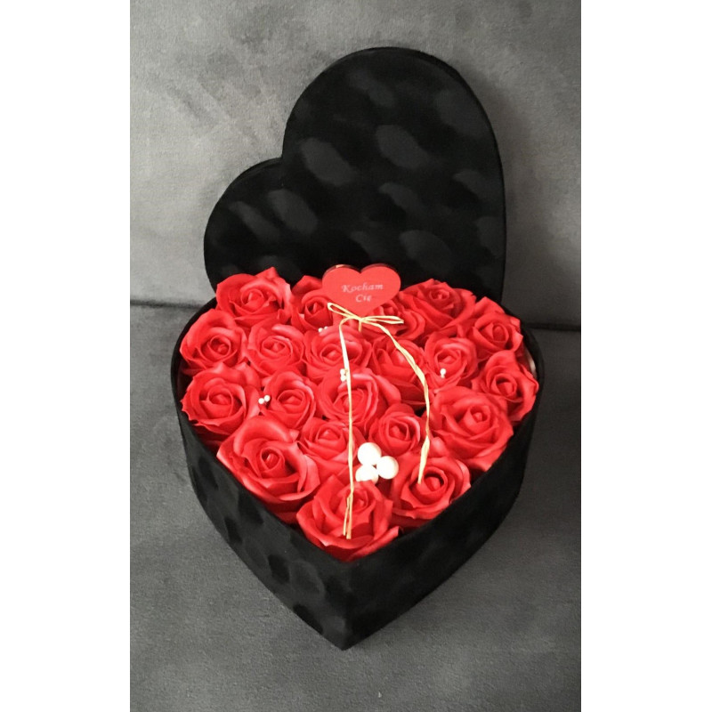 Flower Box Pachnący Mydlany Bukiet Serce XL Czerwone Róże